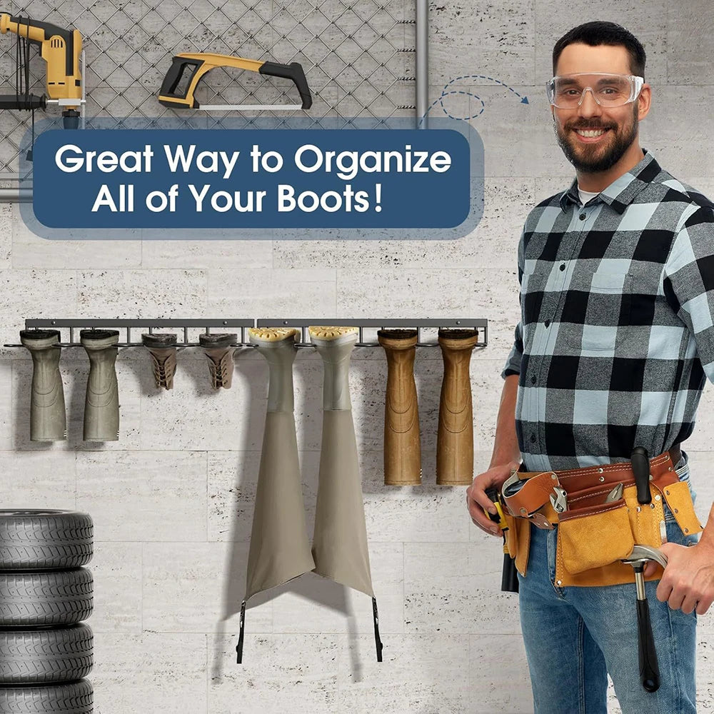 Porte-bottes mural en métal pour 4 paires - Organisateur élégant