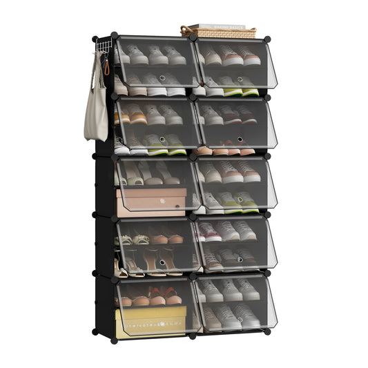 Armoire à chaussures pliable en PP transparent - Organisateur modulaire
