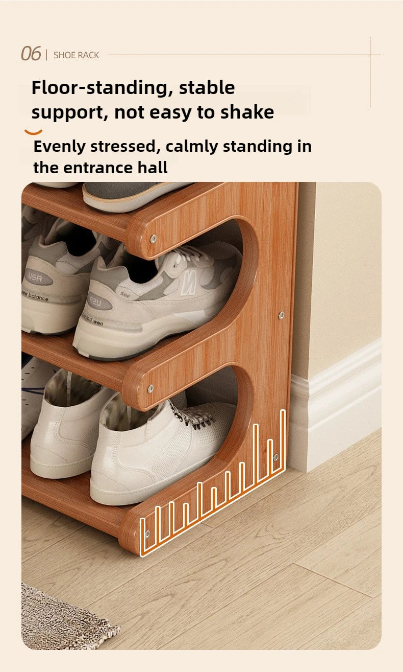 Étagère à chaussures en bois multi-niveaux pour rangement pratique