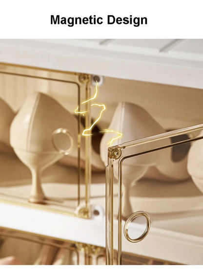 Boîte de rangement à chaussures pliable en plastique transparente