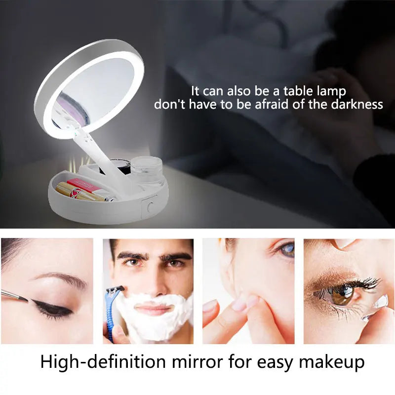 Miroir de vanité LED 1X 10X pliable, idéal pour maquillage