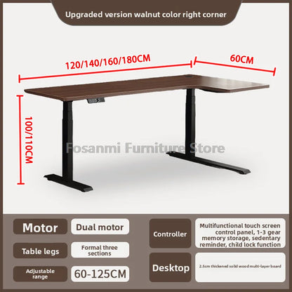 Bureau debout électrique L, réglable, moderne pour bureau et étude