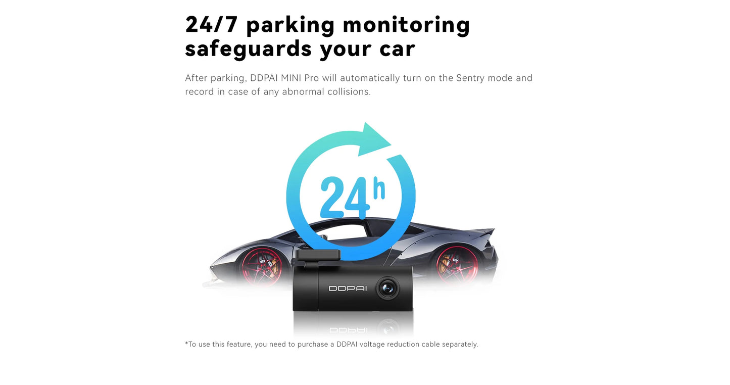 DDPAI Mini Pro 1296P Dash Cam - Caméra DVR WiFi pour Voiture