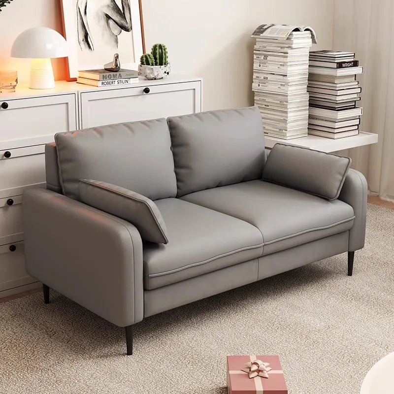 Salon de luxe léger, petite chambre à coucher, appartement, location, magasin de vêtements, salon de réception, canapé double en tissu pour trois personnes