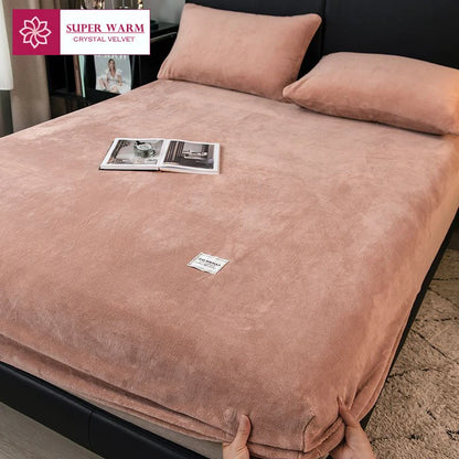WOSTAR - Drap-housse en peluche douce, luxe pour couple d'hiver