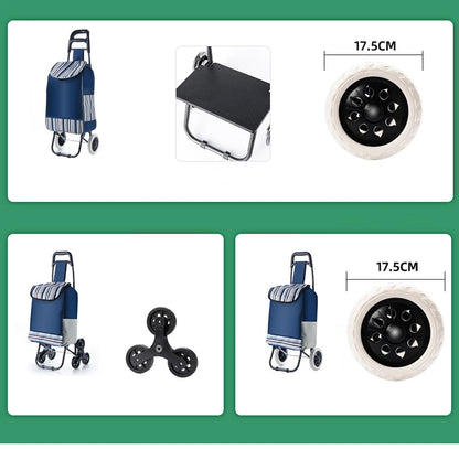 Chariot d'épicerie léger et pliable pour escalier - Idéal voyage