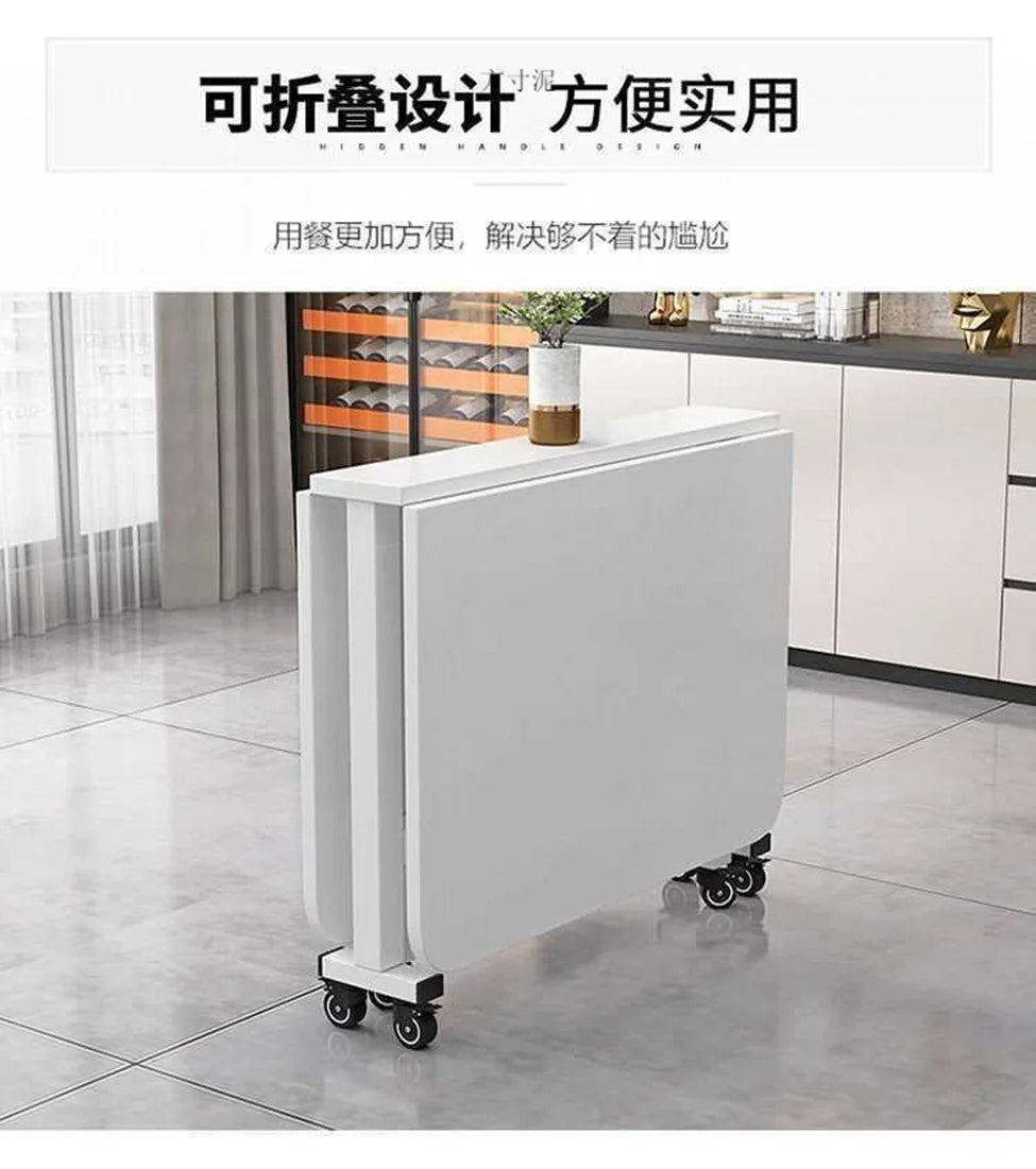 Table à manger pliante en roche, mobile et multifonctionnelle