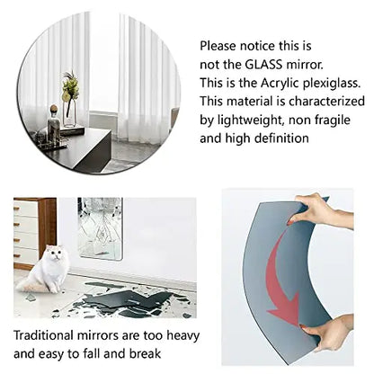 Miroir mural rond elliptique en acrylique pour salle de bains
