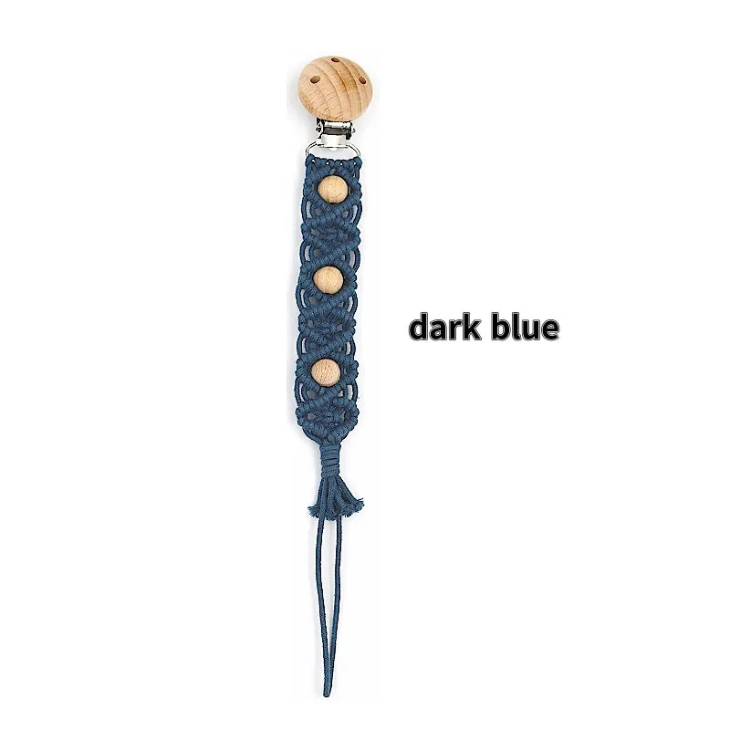 Porte-tétine en macramé et chanvre pour bébé - Tétine en coton artisanale