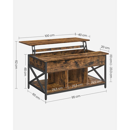 Table Basse VASAGLE avec Plateau Relevable et Rangement Pratique