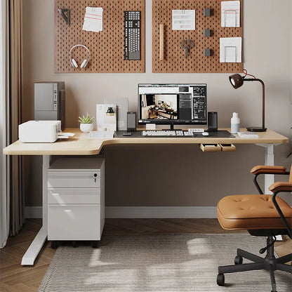 Bureau debout électrique L, réglable, moderne pour bureau et étude