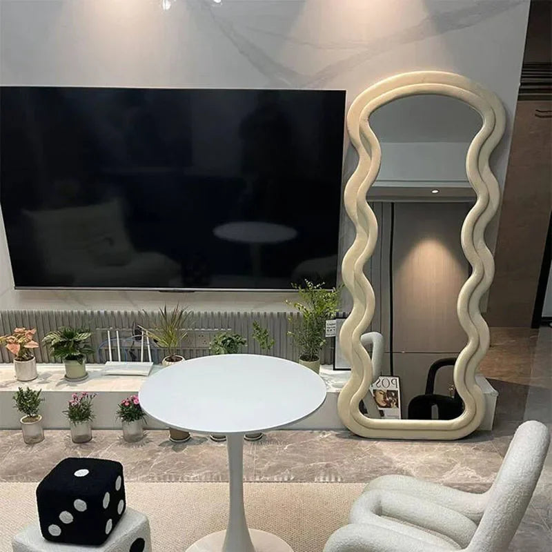 Miroir ondulé pleine longueur, design nordique luxe, livraison gratuite