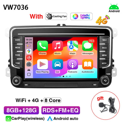 Autoradio GPS Android 13 pour VW, Skoda, Golf, Passat - 2Din