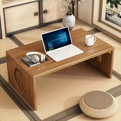 Table pliante en bambou – Style japonais, idéale pour chambre et bureau