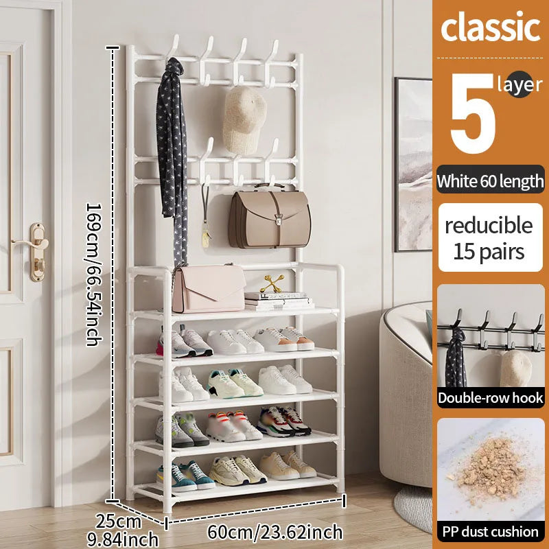 Cintre multicouche et étagère à chaussures en bois pour un rangement pratique