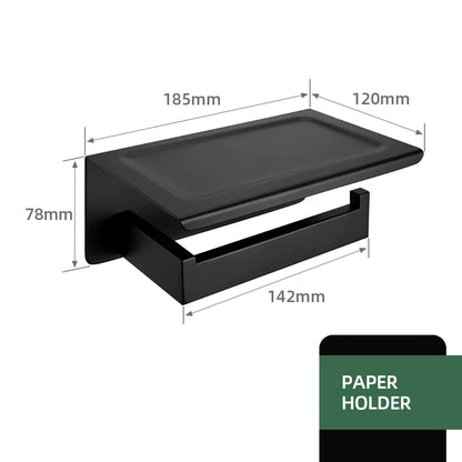 Kit Accessoires HOHardware Noir Mat : Étagère, Porte-Serviettes et Plus