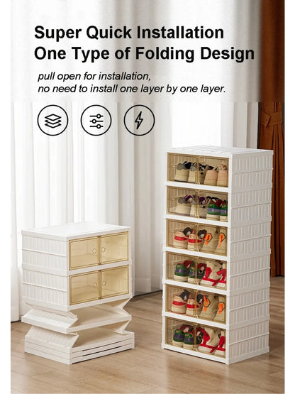 Boîte de rangement à chaussures pliable en plastique transparente