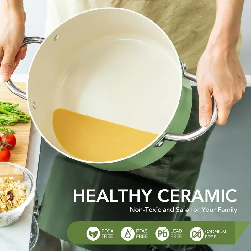 Marmite antiadhésive Michelangelo 6L avec couvercle - Compatible Induction