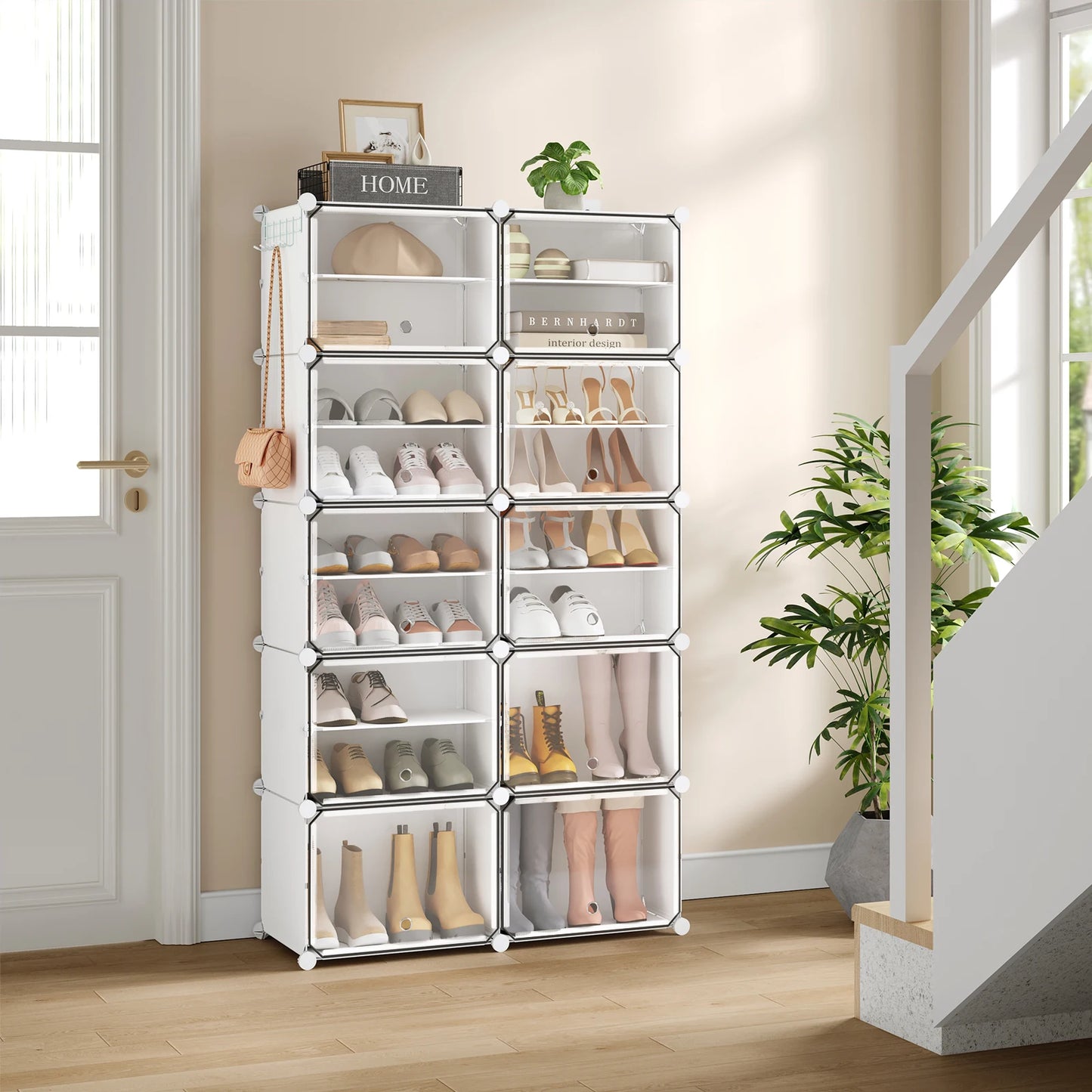 Armoire à chaussures pliable en PP transparent - Organisateur modulaire