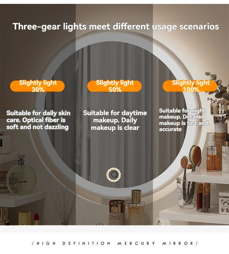 Coiffeuse moderne avec miroir et rangement, petite et élégante