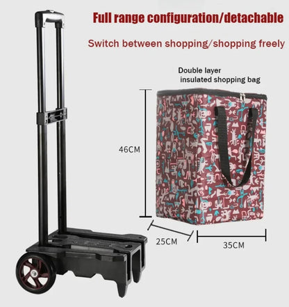 Chariot de courses pliant léger, étanche et grande capacité