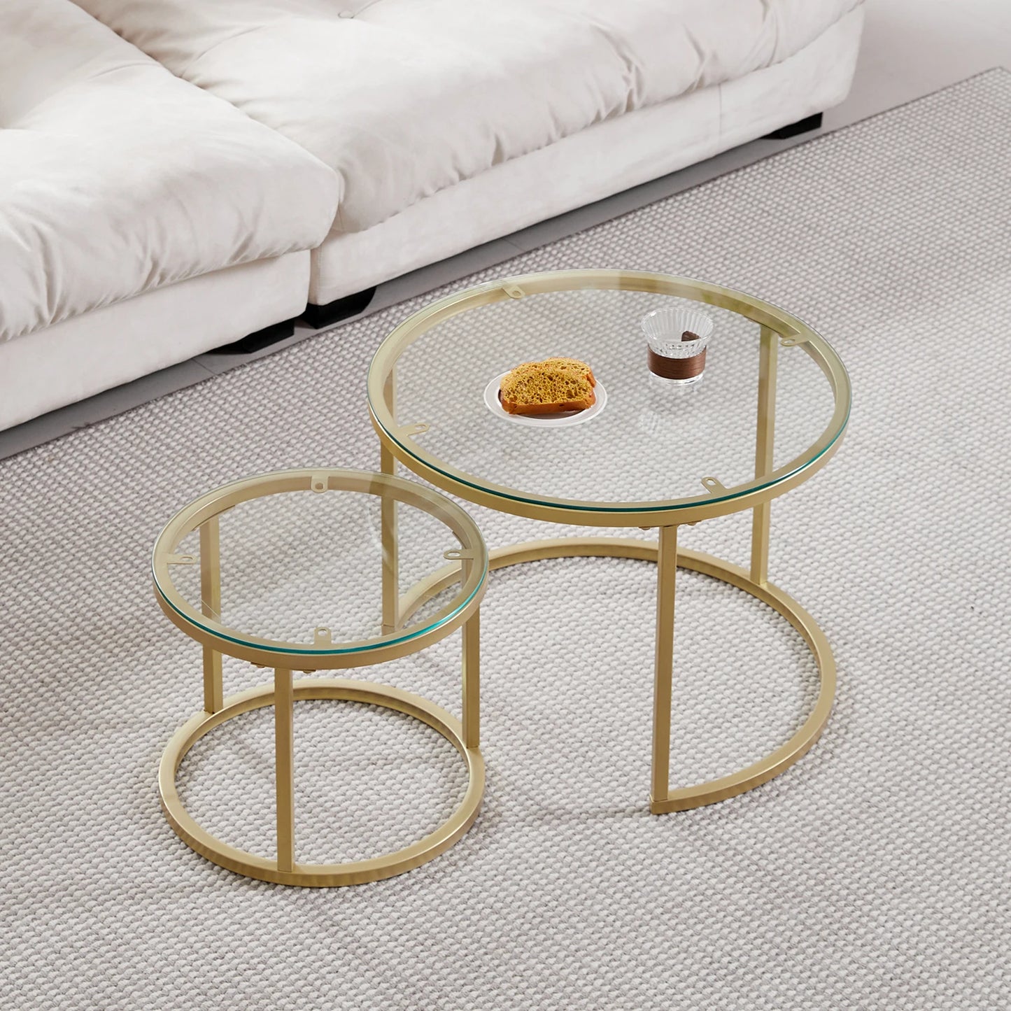 Table d'Appoint Ronde en Marbre Nordique - Luxe 60cm/80cm