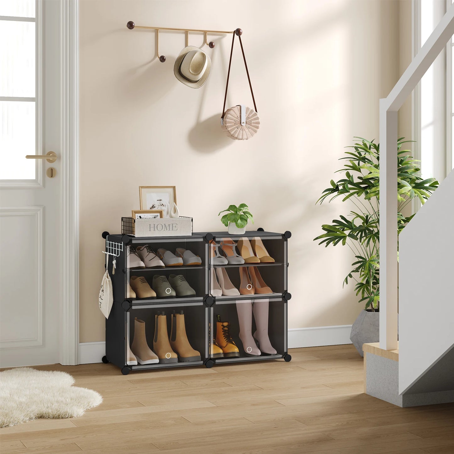 Armoire à chaussures pliable en PP transparent - Organisateur modulaire