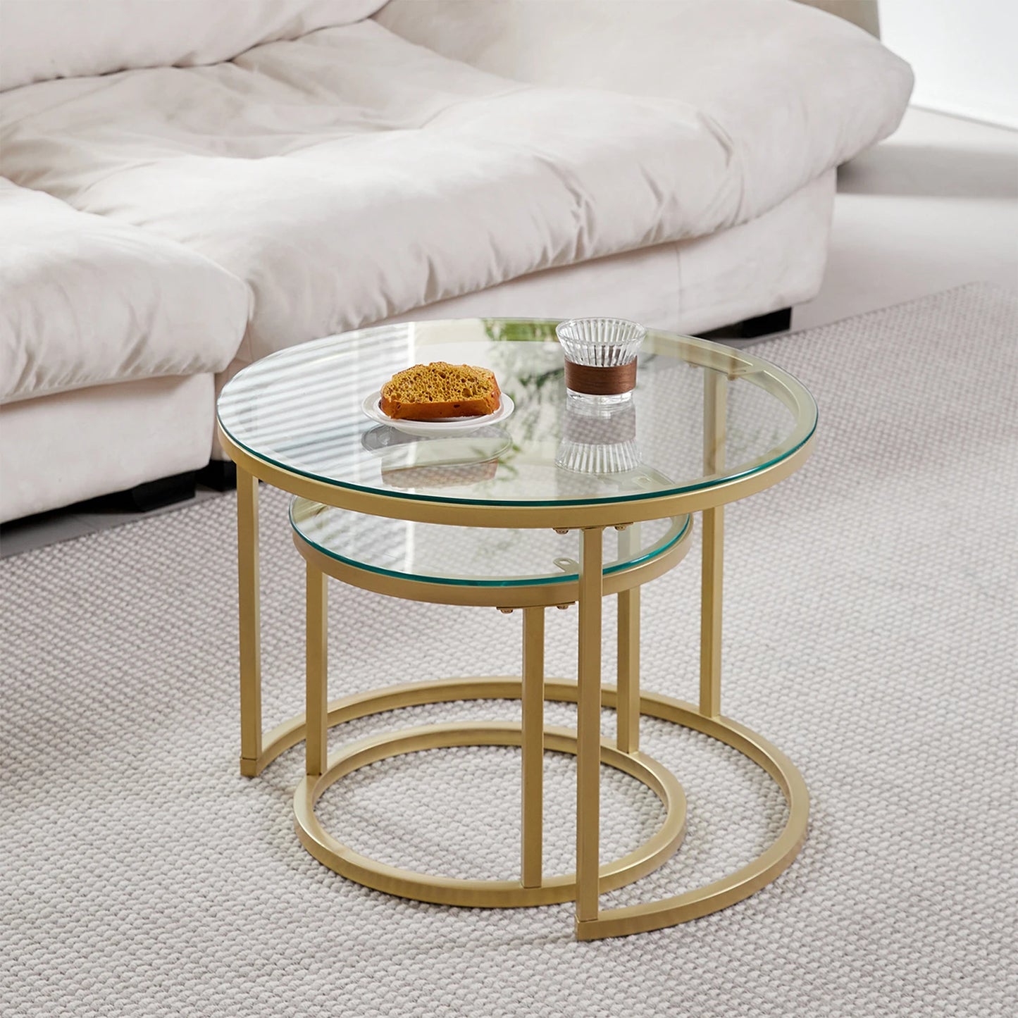 Table d'Appoint Ronde en Marbre Nordique - Luxe 60cm/80cm
