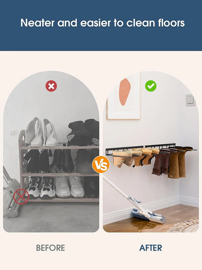 Porte-bottes mural en métal pour 4 paires - Organisateur élégant