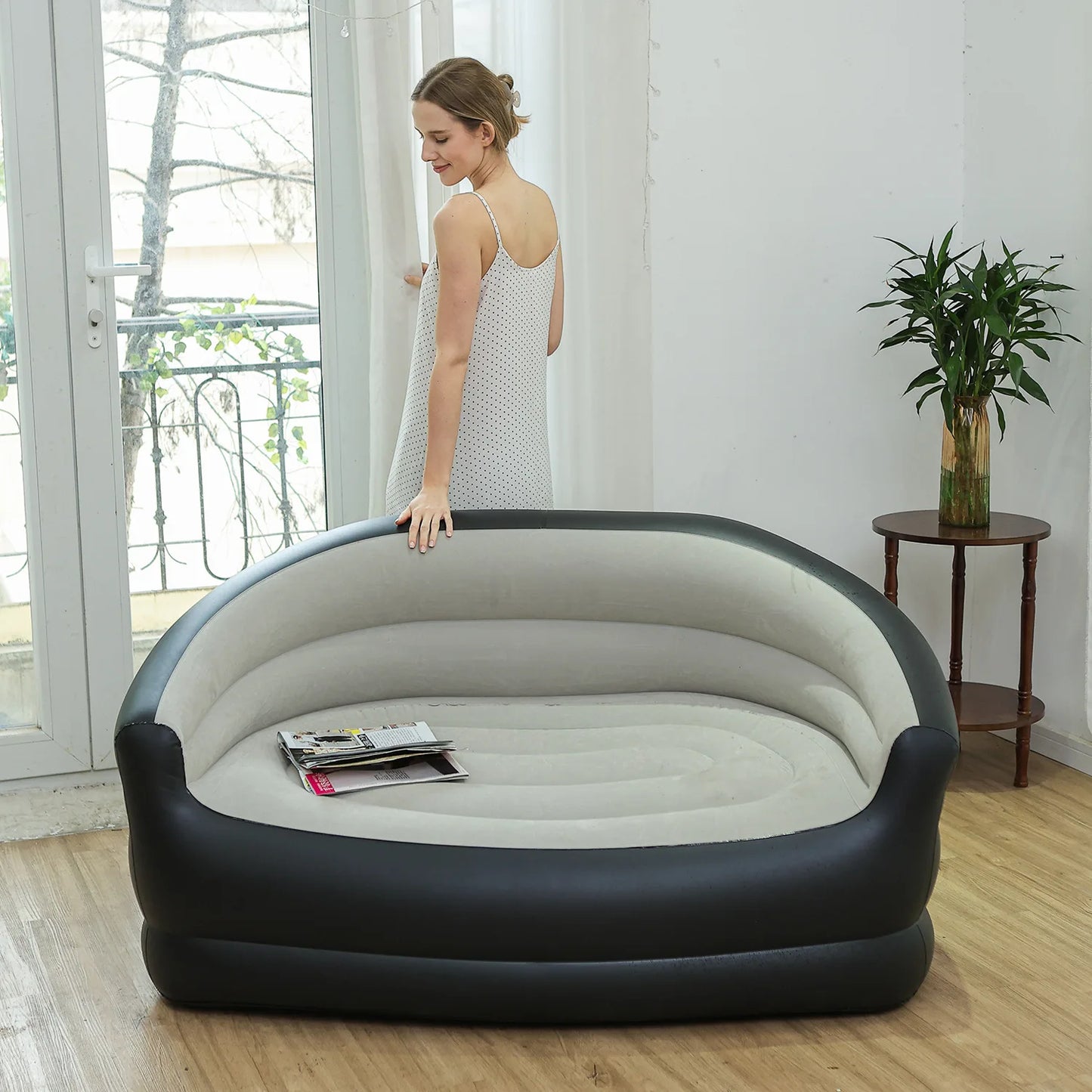 Canapé gonflable portable d'extérieur pliant pour camping - Double incliné