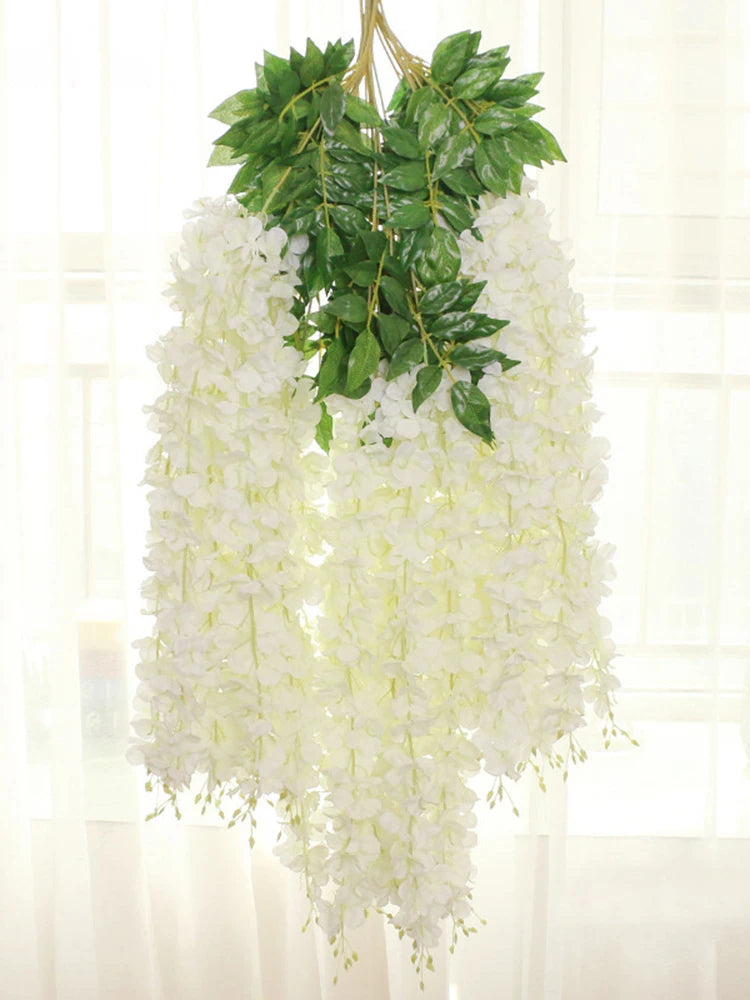 Guirlande de fleurs artificielles de glycine - 12 pièces pour déco mariage