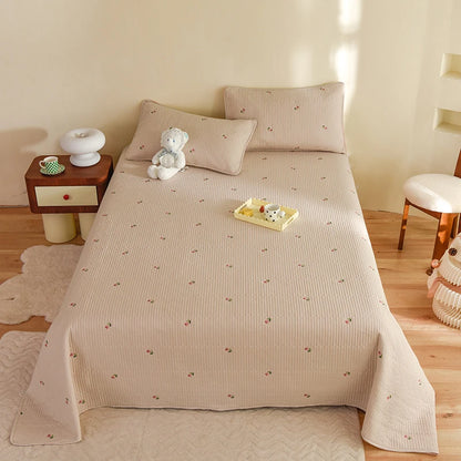 Ensemble Couvre-lit Matelassé Chic en Coton - 3 Pièces avec Taies