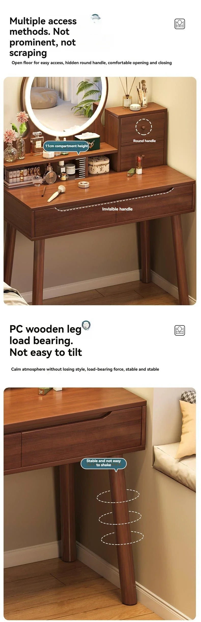 Coiffeuse de luxe légère style chinois - Bureau maquillage compact