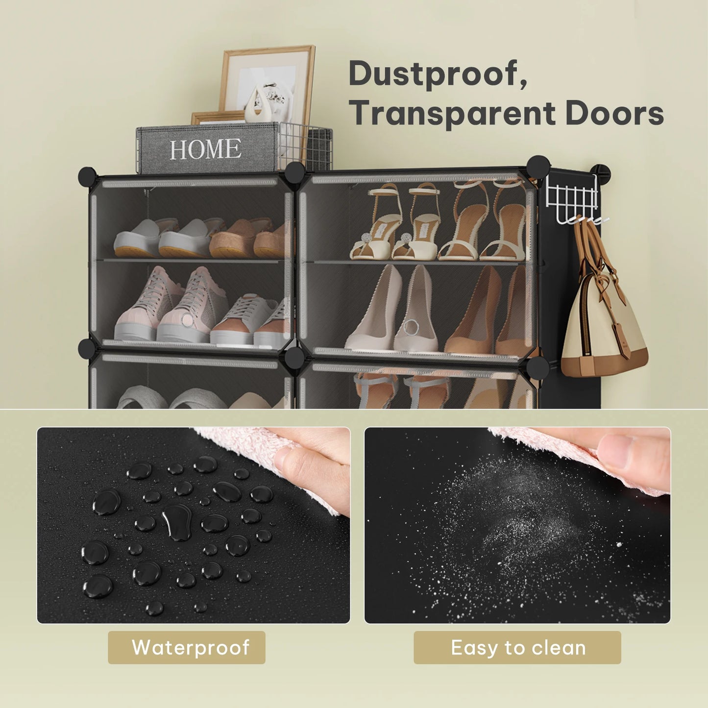 Armoire à chaussures pliable en PP transparent - Organisateur modulaire