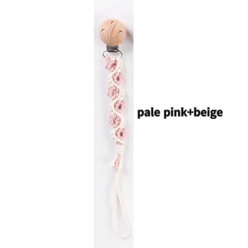 Porte-tétine en macramé et chanvre pour bébé - Tétine en coton artisanale
