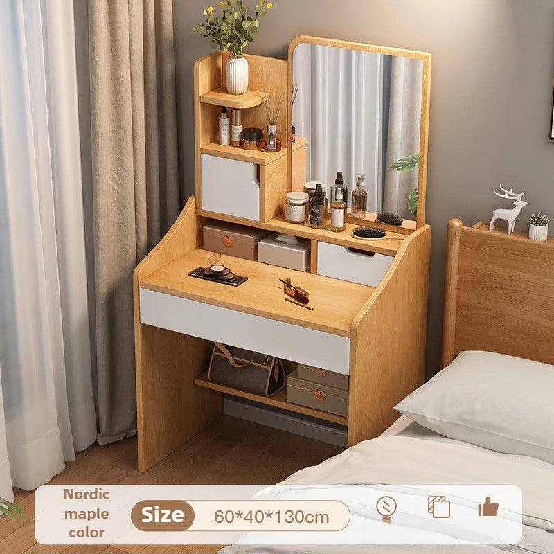 Commode avec Miroir : Table de Maquillage Rangement Petit Appartement