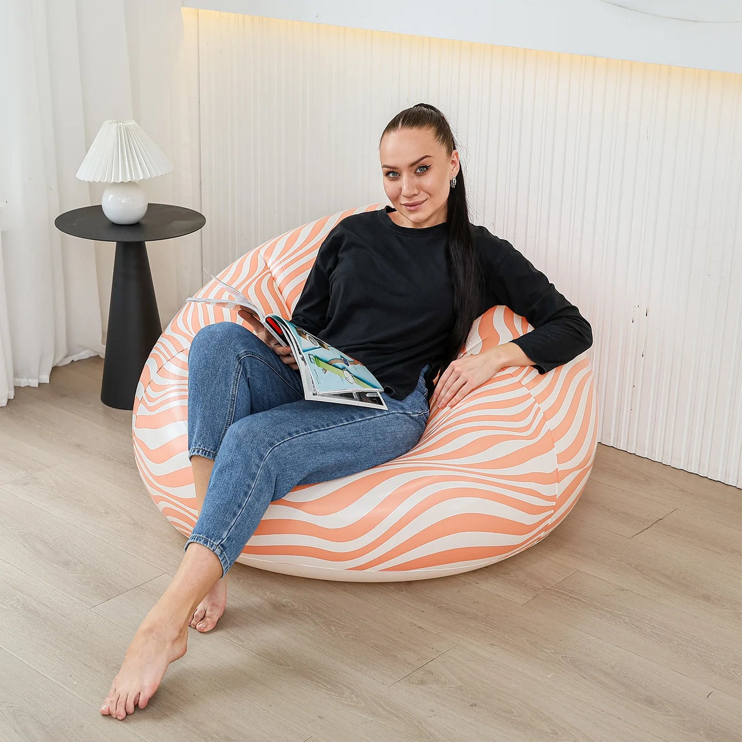 Canapé gonflable inclinable et pliable pour extérieur - Confort rayé