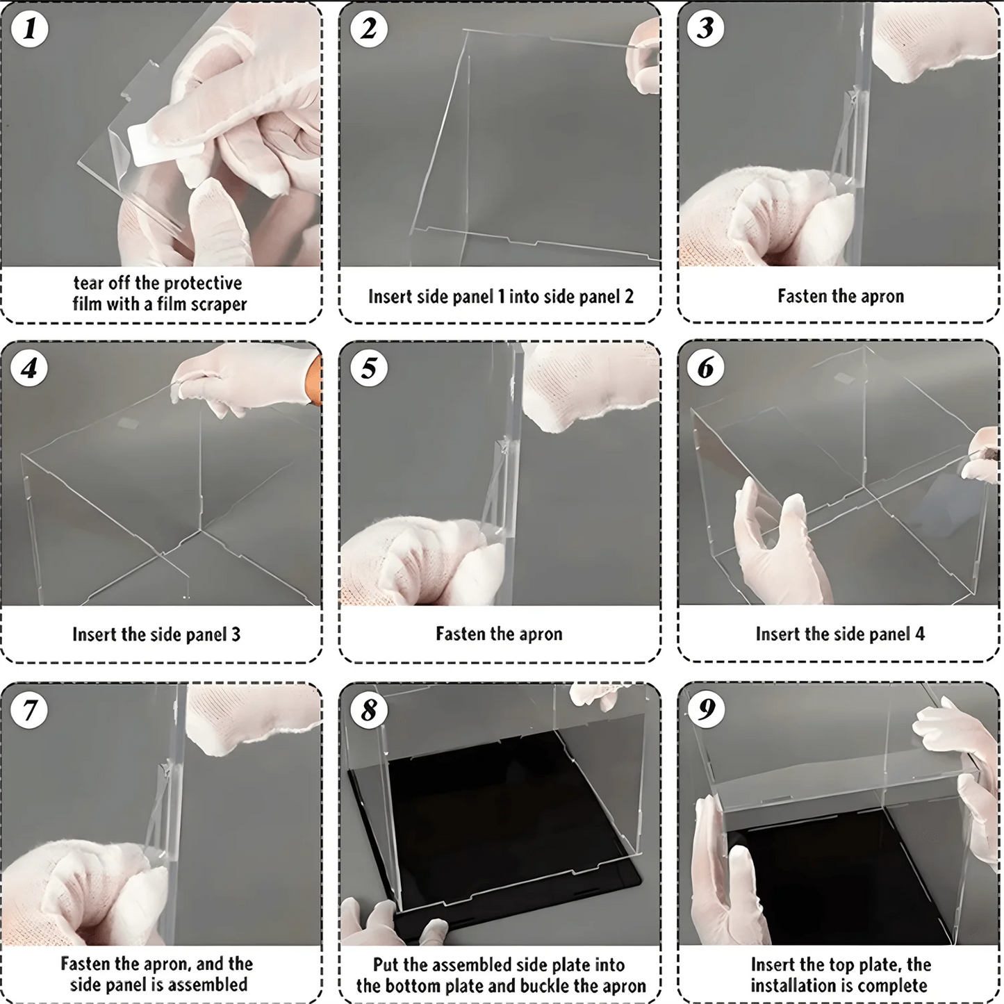 Boîte d'exposition acrylique noire pour poupées et objets de collection