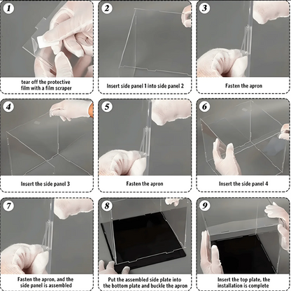 Boîte d'exposition acrylique noire pour poupées et objets de collection