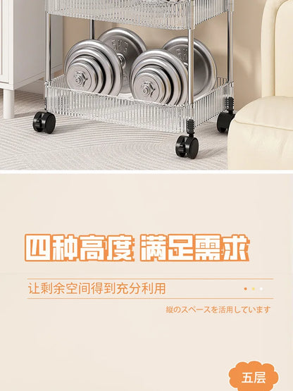 Chariot de Rangement Transparent 2/3/4 Niveaux - Étagère à Snacks Luxe