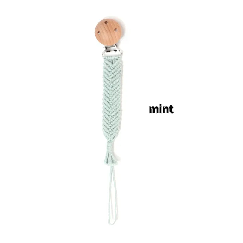 Porte-tétine en macramé et chanvre pour bébé - Tétine en coton artisanale