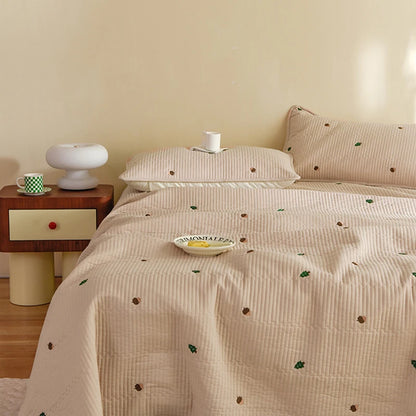 Ensemble Couvre-lit Matelassé Chic en Coton - 3 Pièces avec Taies