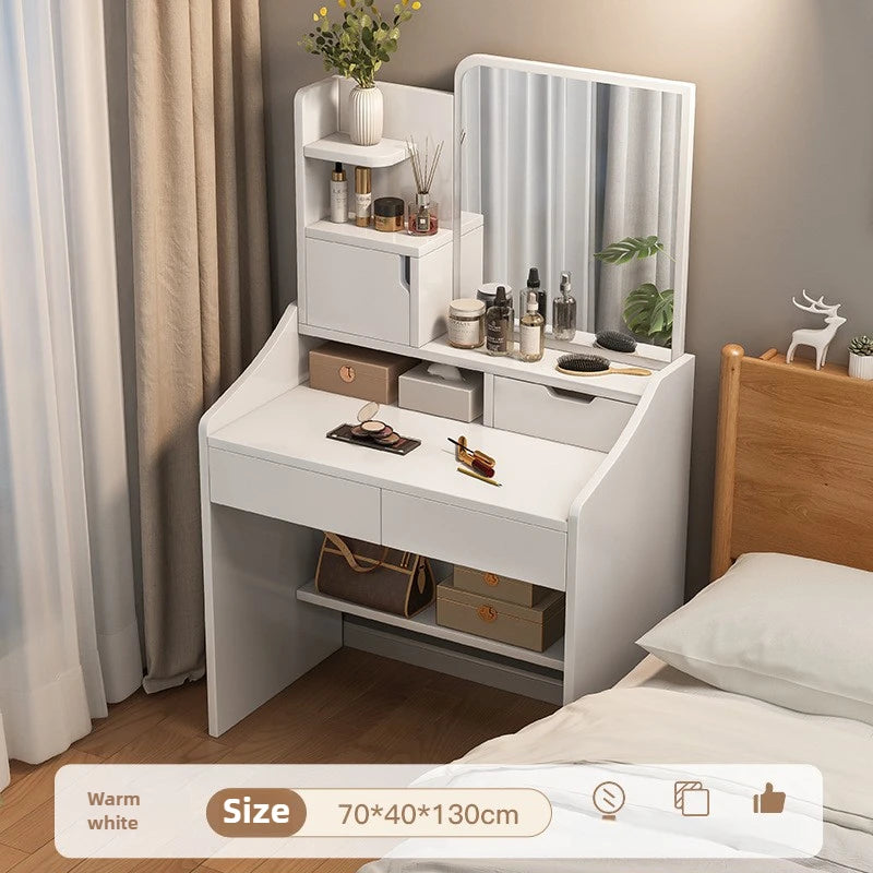 Commode avec Miroir : Table de Maquillage Rangement Petit Appartement