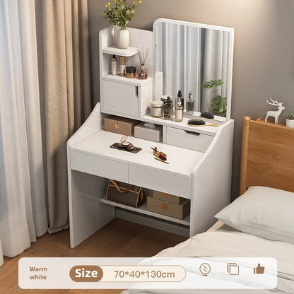 Commode avec Miroir : Table de Maquillage Rangement Petit Appartement