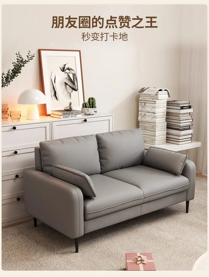 Salon de luxe léger, petite chambre à coucher, appartement, location, magasin de vêtements, salon de réception, canapé double en tissu pour trois personnes