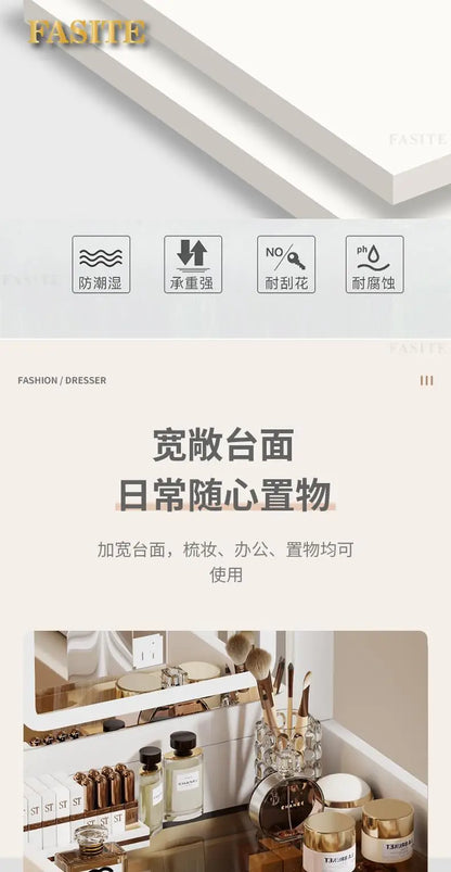 Commode moderne crème 48CM - Table de maquillage et rangement