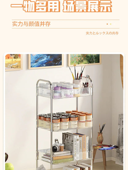 Chariot de Rangement Transparent 2/3/4 Niveaux - Étagère à Snacks Luxe