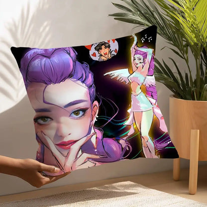 Taie d'oreiller K-kpop Demon Hunters en tissu peluche douce