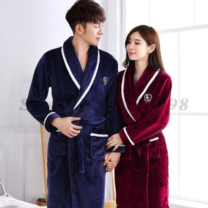 Robe de Nuit en Molleton Corail pour Couples - Peignoirs Douillets