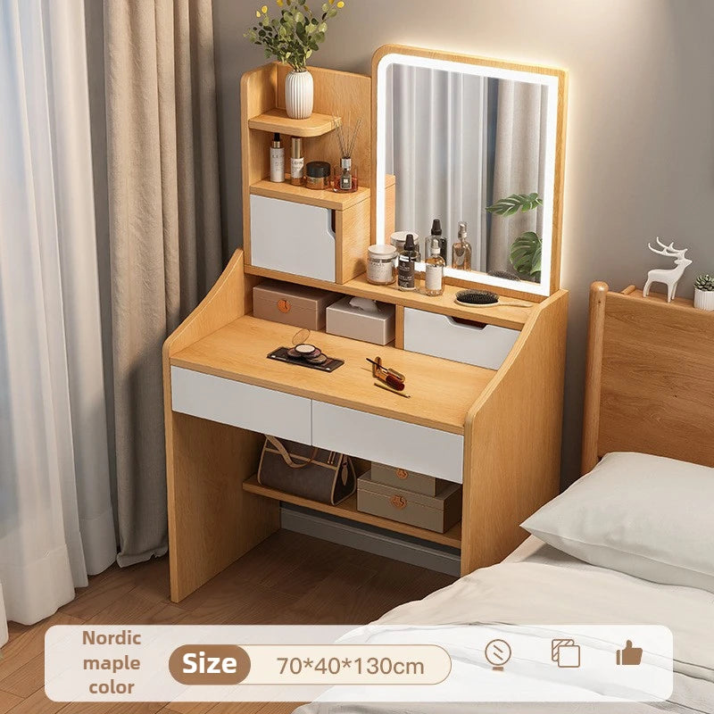 Commode avec Miroir : Table de Maquillage Rangement Petit Appartement